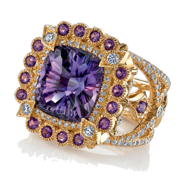 'Empress' ring featuring amethyst an diamonds in 18K gold by Erica Courtney. (Photo: Erica Courtney)
