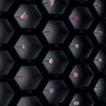 The Gem Wall installation at the Gübelin Gem Museum, featuring a honeycomb display of colored gemstones, a nod to the hexagonal crystal structure common to many minerals.